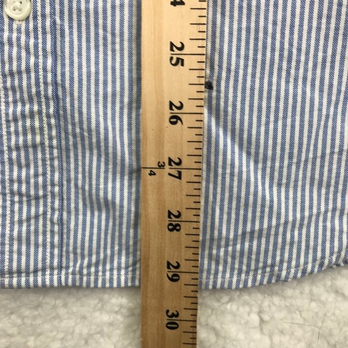J Crew Shirt Mens Medium Blue Stripe Lightweight Oxford Cloth Whale Print - Picture 6 of 8