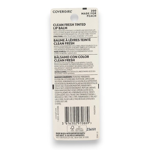 1 Covergirl Clean Fresh Tinted Lip Balm #200 Made For Peach 24hr Moisture - Picture 2 of 2