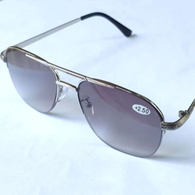Men's Large Pilot Multifocal Reading Glasses Blue cut Reader Outdoor Sunglasses