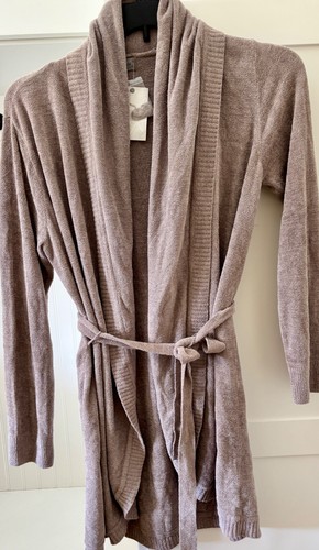 Barefoot Dreams CozyChic Ultra Lite Shawl-Collar Belted Cardi in Beige M