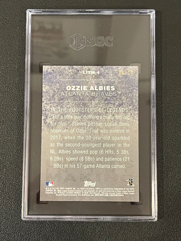 Ozzie Albies 2018 Topps Rookie Legends In The Making Red Parallel /10 SGC 9 - Image 2 of 2