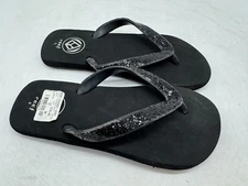 Reef Sandals Womens Black Glitter Slip-On Flip Flop Thong Casual Waterproof - 5