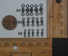 150 pcs Small Crane Barrel Swivels Matte Black 50 each #6 #8 #4 