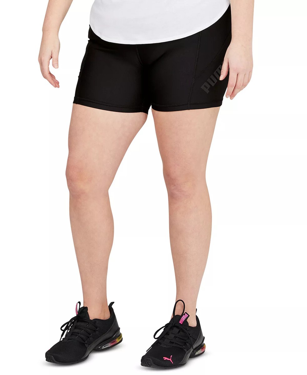 PUMA Women's Plus Size 1X Black Train Logo Eversculpt 5 Bike Shorts | eBay