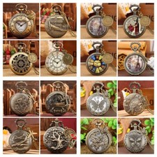 Steampunk Quartz Pocket Watches for Men with Accessory Necklace Chain Best Gifts
