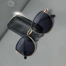 Car Glasses Holder Sunglasses Clip PU Leather Sun Visor Interior Eyeglass Hanger