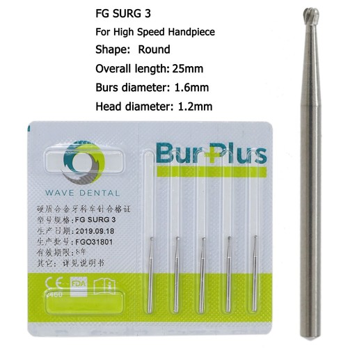 WAVE Dental Surgical Round Burs 2 4 6 8 FG SURG Long 25mm Carbide Bur High Speed - Picture 4 of 67