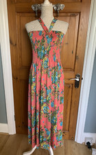 Halter Neck Maxi Dress by DODO Orange Floral Size XL