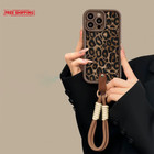 Winter Leopard Print Phone Chain Case for Iphone 16 15 14 13 11 12 Pro Max plus