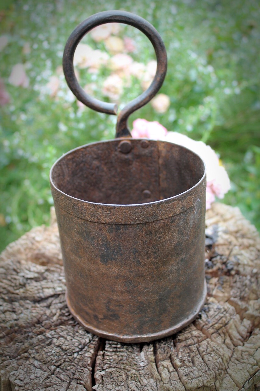 Eisen Blumentopf mit Aufhängung Nostalgie Kräutertopf Übertopf