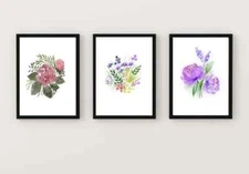 FLOWERS BOTANICAL SET A4 PRINT POSTER PICTURE  WALL ART HOME DECOR UNFRAMED GIFT