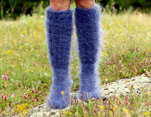 Thick mohair socks hand knit leg warmers soft fuzzy wool leg warmers SUPERTANYA - Picture 7 of 67