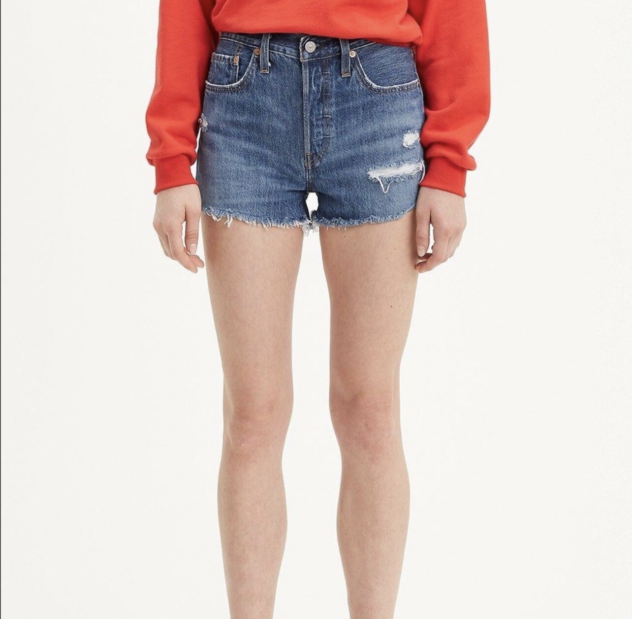 Women's Levi's 501 Original High Rise Jean Shorts Sansome Muse Blue Size 31  (12) 193239428056 | eBay