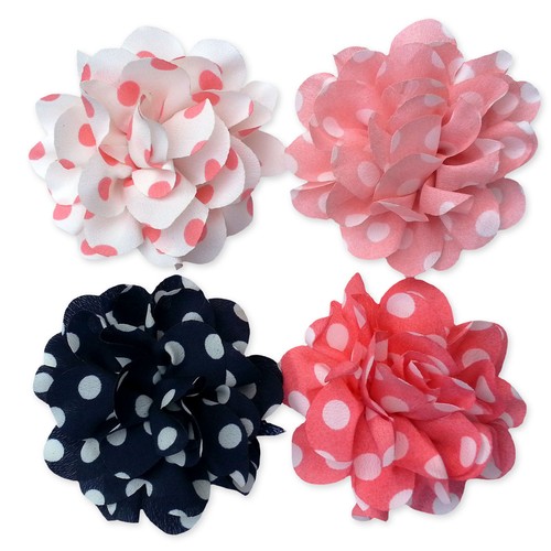 7cm Spotty Polka Dot Summery Pastel Flower Hair Clips Grip Accessory