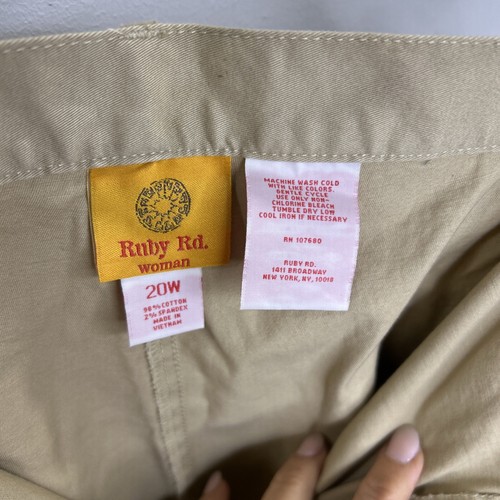 Ruby Rd. Womens Kaki Color Flat Front Straight Leg Ankle Pants Size 20w - Picture 9 of 10