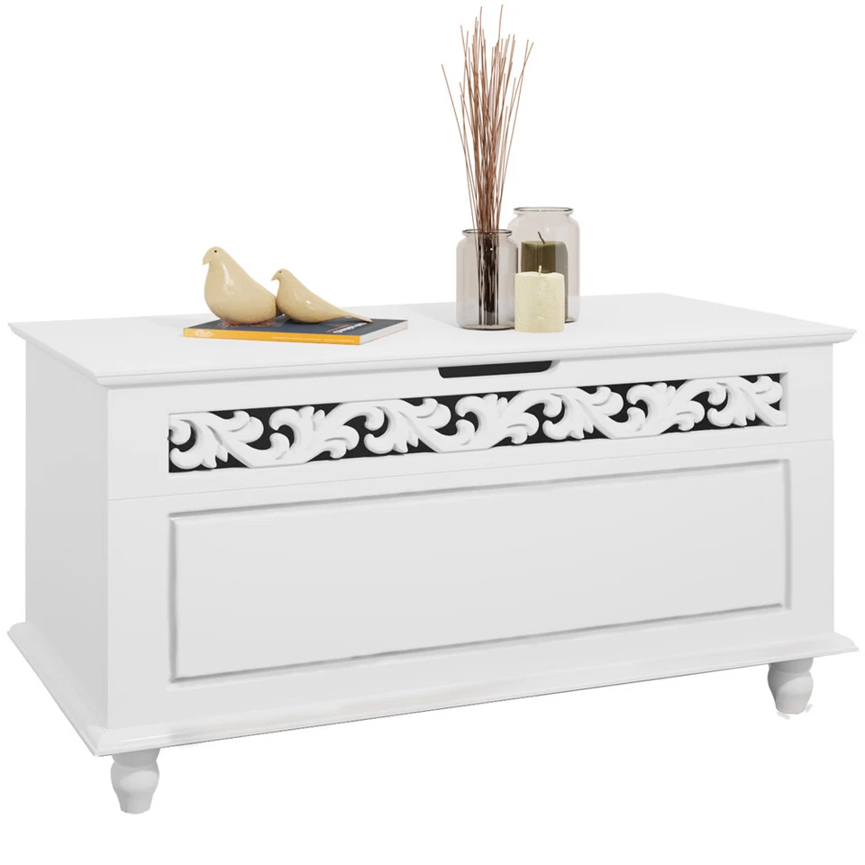 Holztruhe Jersey Sitzbank Truhe mit Deckel klappbar Aufbewahrungsbox Truhenbank - Bild 1 von 1