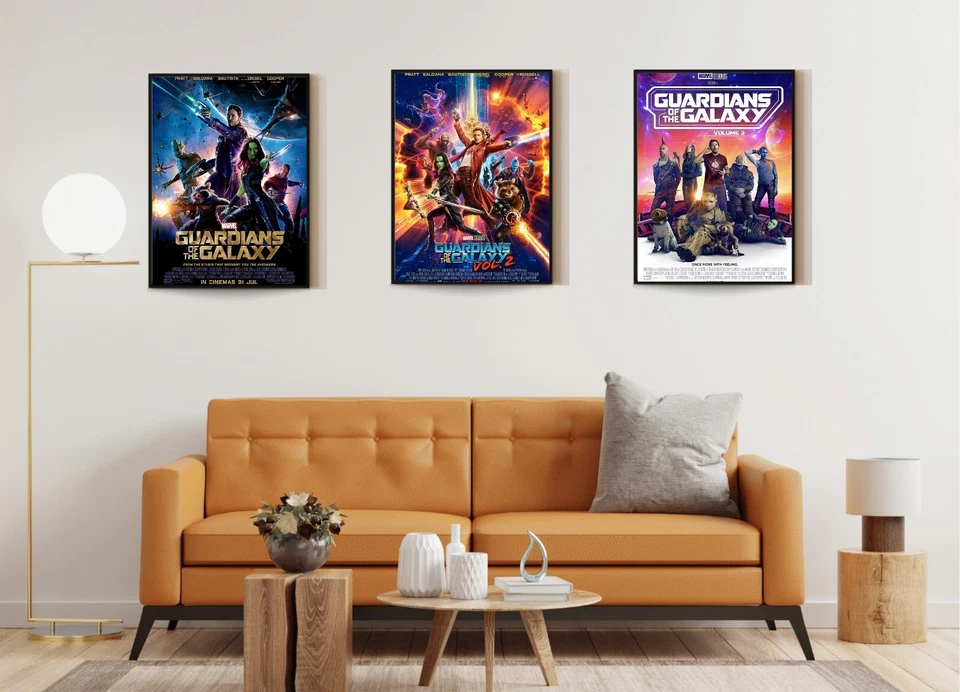 Guardians of the Galaxy Posters 3 Set Framed / Unfrm Trilogy Marvel Avengers Art - Image 3 of 4