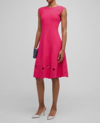 Carolina Herrera Women's Pink Knit Flare Floral Embroidery A-Line Dress Size L | eBay Carolina Herrera Women's Pink Knit Flare Floral Embroidery A-Line Dress Size L | eBay