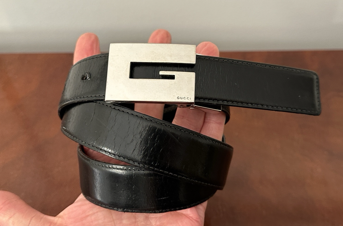 GUCCI black/brown REVERSIBLE BELT silver GG buckle Auth Gucci Dark Brown GG Plus Monogram Interlocking G Buckle  main image 3