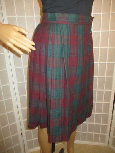 Rena Rowan for Saville vintage plaid pleated wrap kilt skirt - Picture 3 of 11