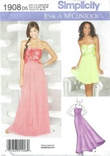 Simplicity 1908 Strapless Special Occasion Dresses w Ruched Bodice Sz 4-12 UNCUT