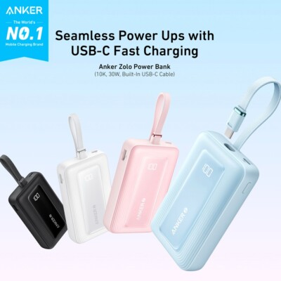 Anker Power Bank(10000mAh)USB-C ホワイト　新品 Anker Power Bank (10000mAh, Fusion, Built-In USB-C ケーブル