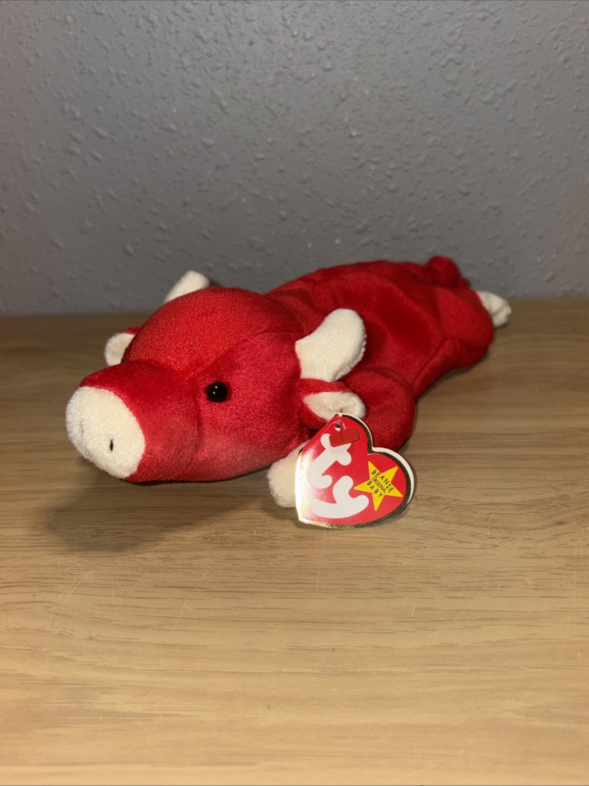 Ty Original Beanie Baby Snort The Red Bull 1995  P.E Pellets Has Both Tags