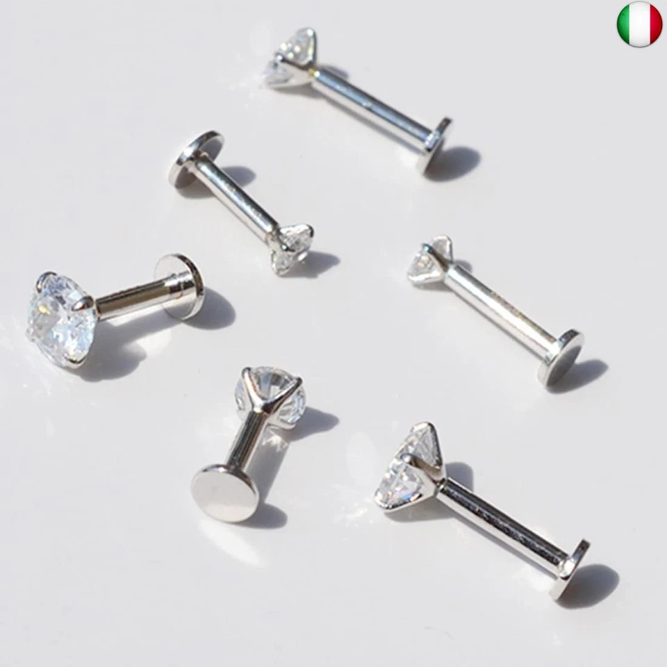 LIUJZZJ 4 Pezzi Piercing Labbro Acciaio Chirurgico Bottone Trago Helix - Immagine 3 di 4