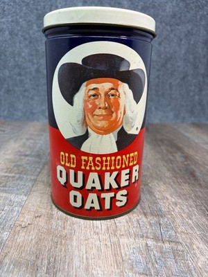 VTG 1982 Quaker Oats Limited Edition Collectible Tin Canister-cookie recipe.