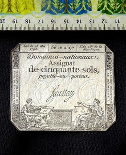 (FR 2.00 ) Billet de banque France Assignat 50 Sols 1793 .