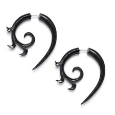 81stgeneration Orecchini Finti Dilatatori Nero 16G Tribali Corno A Spirale