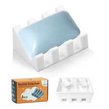 Self-Draining Silicone Soap Dish for Bar Soap - Easy Clean Drying Tray