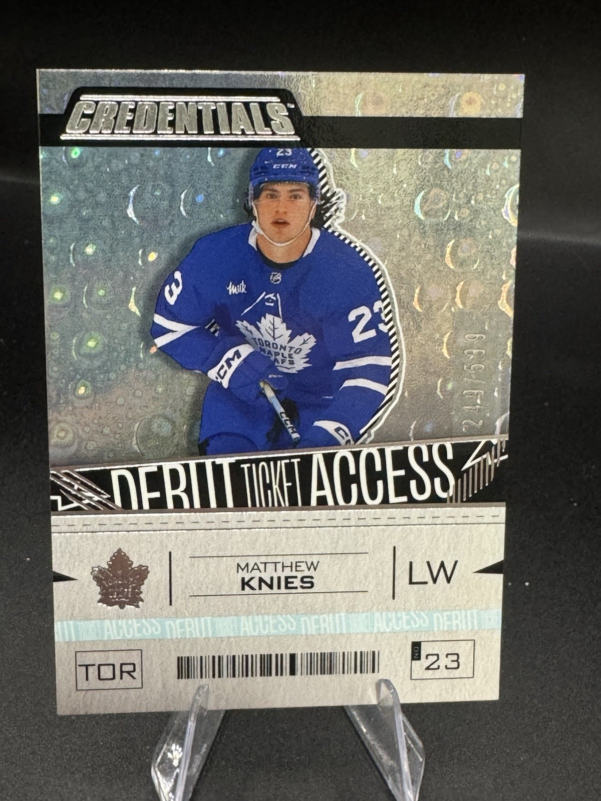 2023-24 UD Credentials - Debut Ticket Access Matthew Knies #191 /599 (RC)