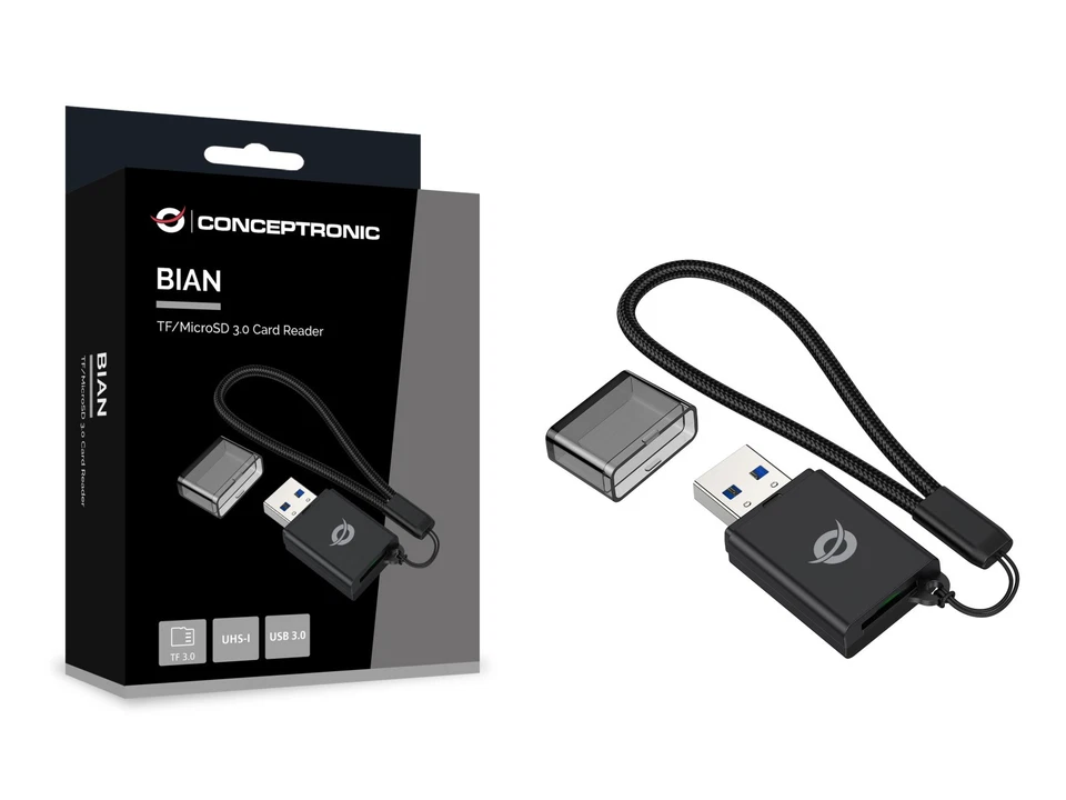 Conceptronic BIAN07B Lettore di Schede USB 3.2 Gen 1 MicroSD/SDHC/SDXC Nero - Immagine 4 di 4
