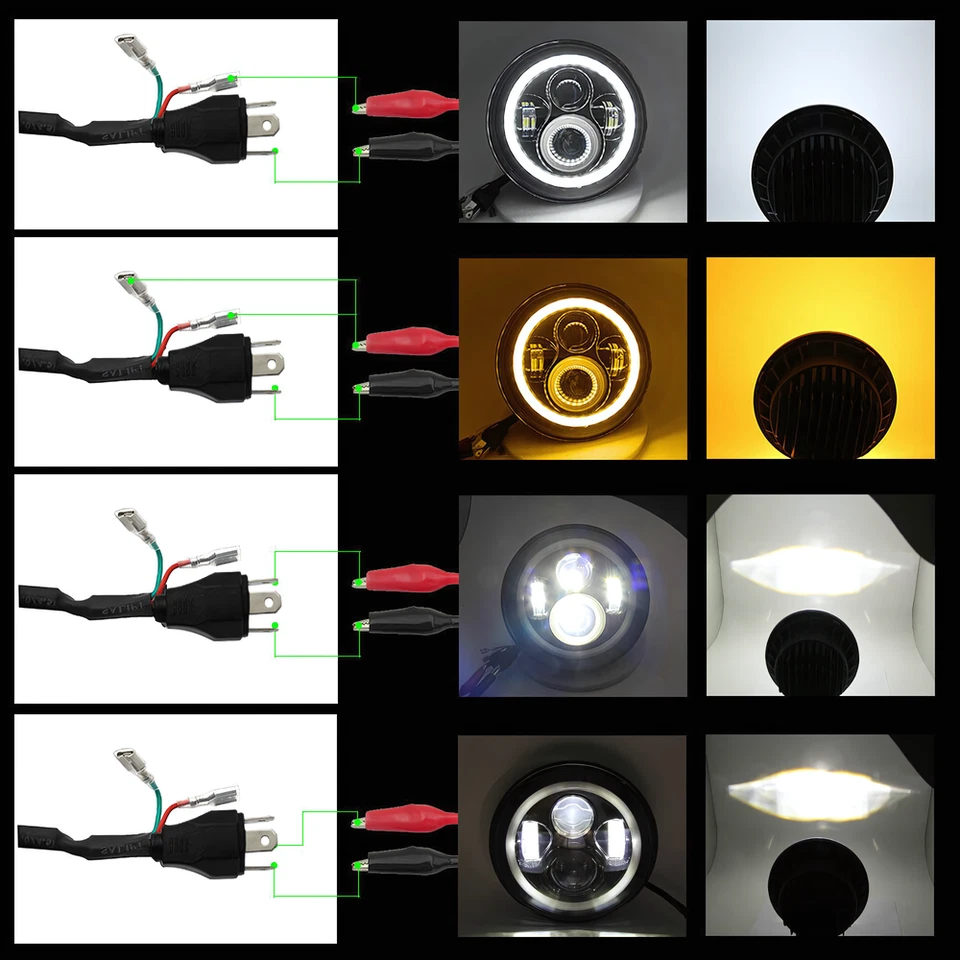 For Chevy Chevelle 1971-1973 Pair 7" Inch LED Headlights Round Hi~Lo Sealed Beam - Image 4 of 4