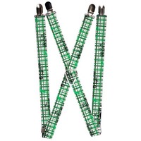 `Suspenders - 1.0`` - Plaid Curls White/Black/Gray/Green` (Us Import) ACC NEU
