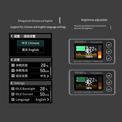 Batterie Power Information Monitor mit Dual Interface f��r 6 bis 60 Volt Systeme