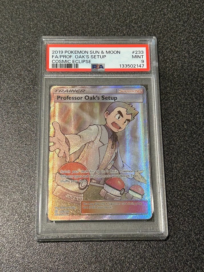 Pokemon 2019 Cosmic Eclipse Ultra Rare Professor Oak's Setup 233/236 PSA 9 MINT