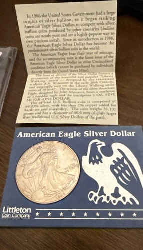 1998 WALKING LIBERTY AMERICAN EAGLE .999 FINE SILVER -Amazing Toning