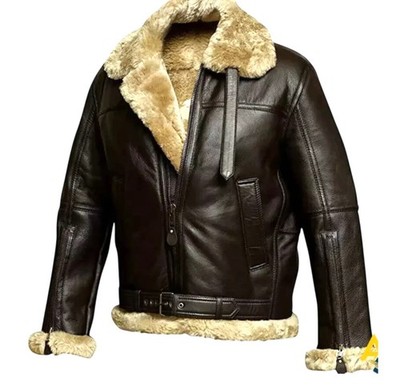 Men's Shearling B3 Bomber Jacket  Real Leather Sheepskin Pilot
