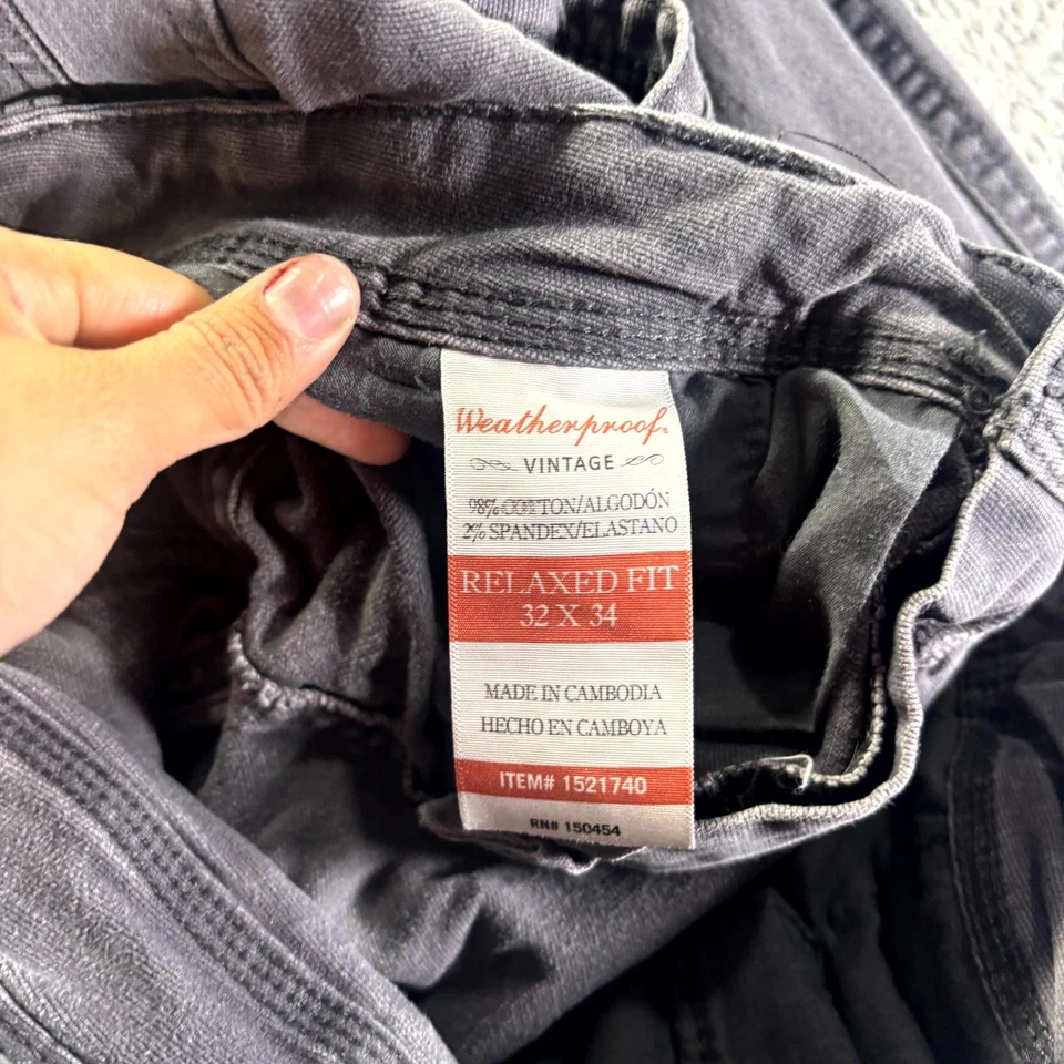 Pantalones de mezclilla vintage resistentes a la intemperie para hombre 32x34 algodón negro calce relajado recto Foto 4 de 4