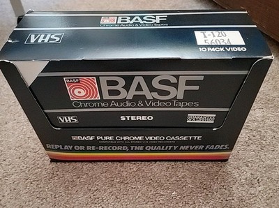 New In Box BASF Chrome Audio & Vidoe Tapes Set of 10 Cassette Tapes/labels