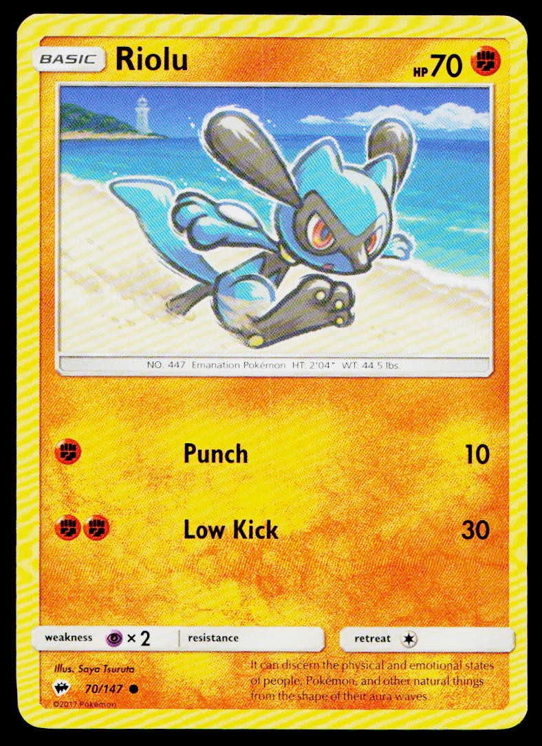 Riolu 70/147 Common Burning Shadows Pokemon Near Mint