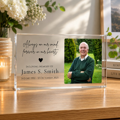 Personalisierte Gedenk Acryl Block Foto Plakette Erinnerung Geschenk liebevolle Erinnerung