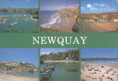 Newquay Cornwall UK Mehrfachansicht Postkarte 1986 Hafen Strand Klippen Colourmaster