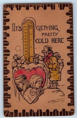 1908 It's Getting Pretty Cold Here Heart Temperature Oxford Ohio OH Postcard