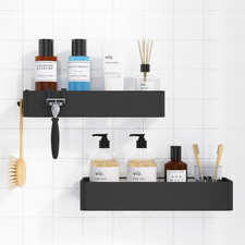 Shower Caddy - 2 Pack Adhesive Shower Organizer, Rustproof Metal Shelves, No-Dri