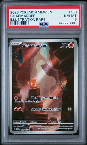 2023 POKEMON MEW EN-151 ILLUSTRATION RARE #168 CHARMANDER PSA 8