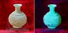 Vintage Imperial Glass Grape Uranium Milk Glass Vase - 1950s Loganberry UV Glow