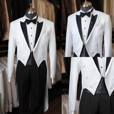 Herren Frack Anzug Doppelreihige Jacke Langschwanzanzug Spitzkragen Sakko